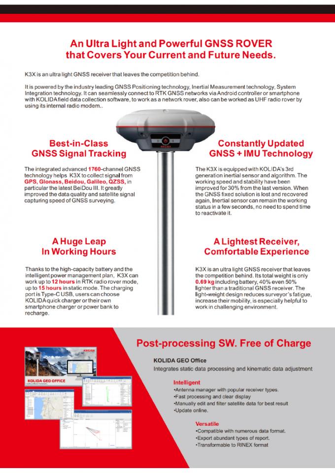 1760 kanalen Kolida K3 RTK Verkenningsapparatuur GPS-ontvanger met hoge nauwkeurigheid 2